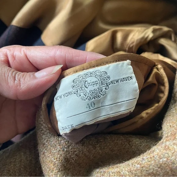 Chipp Harris Tweed Camel Wool Overcoat Men’s 40S Ivy League Vintage Coat - Picture 9 of 14